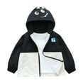 thumbnail image 1 of Atogsazn Toddler Baby Boys Girls Jacket Kids Cute Print Zip Up Windproof Coat Spring Fall Clothes Outerwear Fashion 10-Black 4-6 Years, 1 of 5