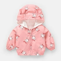Atogsazn Toddler Baby Boys Girls Zip Up Jackets Cute Print Windproof Long Sleeve Coat Spring Fall Clothes Outerwear Pink 18-24 Months
