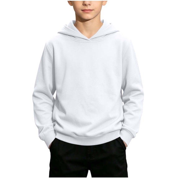 Atogsazn Toddler Baby Boys Hooded Sweatshirt Kids Casual Long Sleeve Pullover Hoodies Sweater Loose Fit Tops Clothes White 5-6 Years Fashion