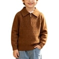 thumbnail image 1 of Atogsazn Toddler Baby Boys Knitted Sweater Kids Casual Quarter Zip Long Sleeve Sweatshirt Fall Tops Clothes Brown 3-4 Years Fashion, 1 of 8
