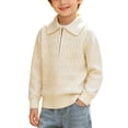 thumbnail image 1 of Atogsazn Toddler Baby Boys Knitted Sweater Kids Casual Quarter Zip Long Sleeve Sweatshirt Fall Tops Clothes White 5-6 Years Fashion, 1 of 9