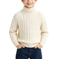 thumbnail image 1 of Atogsazn Toddler Baby Boys Knitted Sweater Kids Turtleneck Long Sleeve Sweaters Fall Winter Tops Clothes Beige 3-4 Years Fashion, 1 of 7