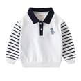 thumbnail image 1 of Atogsazn Toddler Baby Boys Long Sleeve Sweatshirt Kids Button Fleece Colorblock Pullover Shirts Tops Fall Winter Clothes 02-White 4-5 Years, 1 of 4
