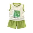 thumbnail image 1 of Atogsazn Toddler Baby Boys Summer Clothes Set Kids Cute Dinosaur Print Tank Top and Elastic Waist Shorts Outfit Green 1-2 Years Fashion, 1 of 5