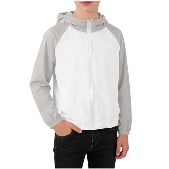 Atogsazn Toddler Baby Boys Sun-protective Jacket Kids Casual Full Zip Long Sleeve Coat Colorblock Lightweight Tops 01-Gray 0-1 Years Fashion