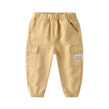 Atogsazn Toddler Baby Boys Sweatpants Children's Solid Cotton Elastic Waist Trousers Active Jogger Pants Khaki 3-4 Years on Clearance
