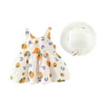thumbnail image 1 of Atogsazn Toddler Baby Girl Dress Casual Floral Ruffle Sundress Suspender Sleeveless Dresses Fashion Clothes Outfit 02-Orange 6-12 Months on Clearance, 1 of 7