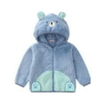 thumbnail image 1 of Atogsazn Toddler Baby Girl Fleece Jacket Kids Infant Fuzzy Sherpa Zip Up Hoodies Winter Warm Clothing Tops Blue 0-1 Years Fashion, 1 of 9