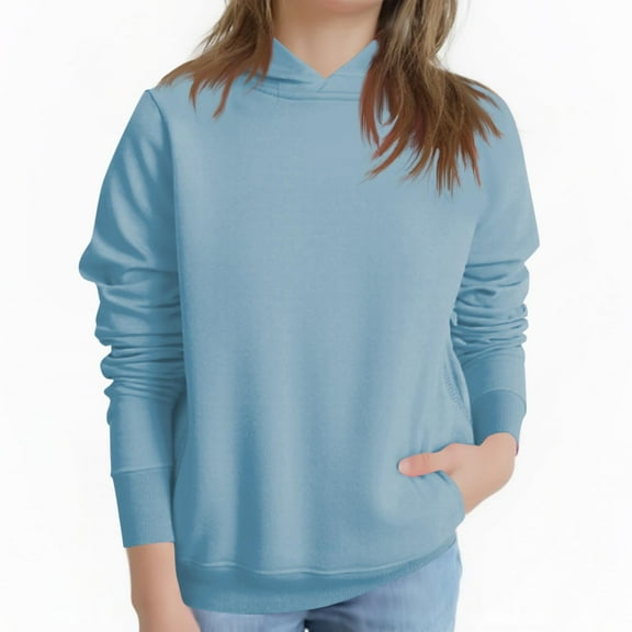 Atogsazn Toddler Baby Girl Hoodies Kids Oversized Pullover Sweatshirt Fleece Long Sleeve Sweater Fall Clothes Light Blue 1-2Years Fashion