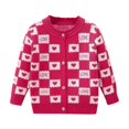 thumbnail image 1 of Atogsazn Toddler Baby Girl Sweater Kids Fleece Knitted Printed Long Sleeve Tops Outfit Clothes Red 3-4 Years, 1 of 3