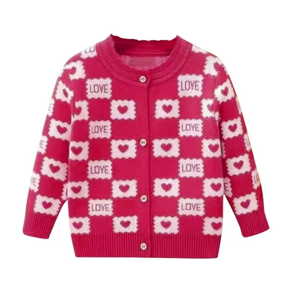 Atogsazn Toddler Baby Girl Sweater Kids Fleece Knitted Printed Long Sleeve Tops Outfit Clothes Red 3-4 Years
