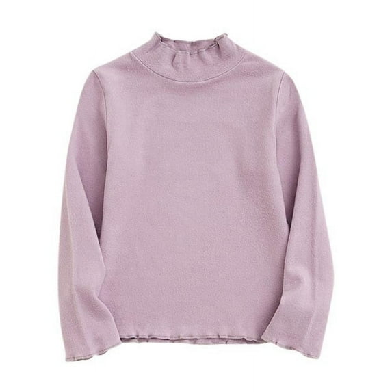 Atogsazn Toddler Baby Girls Blouse Kids Casual Long Sleeve Shirt Lightweight Solid Color Tops for Children Fall Clothes Purple 18-24 Months