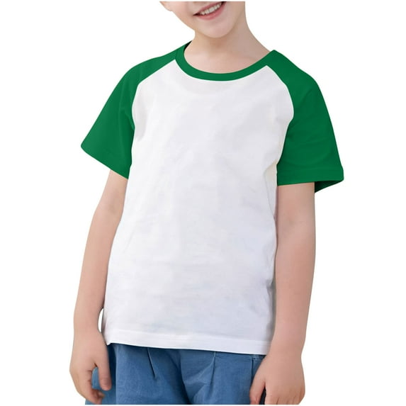 Atogsazn Toddler Baby Girls Boys Tshirt Raglan Shirt Baseball Tee Cotton T-Shirt Short Long Sleeve Shirt 01-Green 13-14 Years