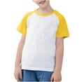 thumbnail image 1 of Atogsazn Toddler Baby Girls Boys Tshirt Raglan Shirt Baseball Tee Cotton T-Shirt Short Long Sleeve Shirt 01-Yellow 11-12 Years, 1 of 9