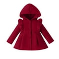 thumbnail image 1 of Atogsazn Toddler Baby Girls Cotton Coat Infant Button Ruffle Long Sleeve Hooded Jacket Winter Warm Clothes Outerwear Wine 6-9 Months on Clearance, 1 of 8
