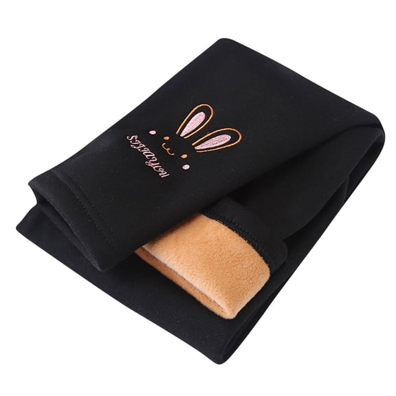 Atogsazn Toddler Girls Fleece Lined Legging Pants Kids Cotton Yoga Elastic Waist Pants Athletic Fall Winter Clothes A-Black 1-2 Years