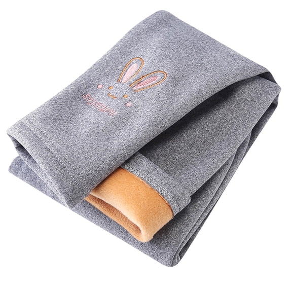 Atogsazn Toddler Baby Girls Fleece Lined Legging Pants Kids Printed Strechy Yoga Gym Pant Athletic Clothes A-Gray 1-2 Years