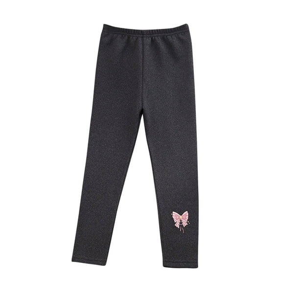 Atogsazn Toddler Baby Girls Fleece Lined Legging Pants Kids Printed Strechy Yoga Gym Pant Athletic Clothes B-Dark Gray 11-13 Years
