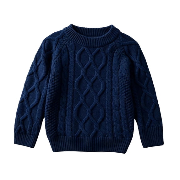 Atogsazn Toddler Baby Girls Knitted Sweater Kids Casual Long Sleeve Pullover Cardigan Sweaters Fall Winter Tops Clothes Navy 5-6 Years Fashion