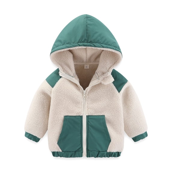 Atogsazn Toddler Baby Girls Sherpa Jacket Kids Zip Up Fuzzy Hooded Coat with Pocket Winter Warm Tops Hoodies White 5-6 Years Fashion