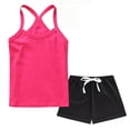 thumbnail image 1 of Atogsazn Toddler Baby Girls Summer Cotton Set Kids Casual Sleeveless Tank Tops & Shorts Outfit Trendy Hot Pink 2-3 Years Fashion, 1 of 8