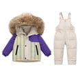 thumbnail image 1 of Atogsazn Toddler Baby Girls Windproof Clothes Set Kids Full Zip Jacket & Pants Ski Suit Winter Snowsuit Khaki 3-4 Years Fashion, 1 of 8