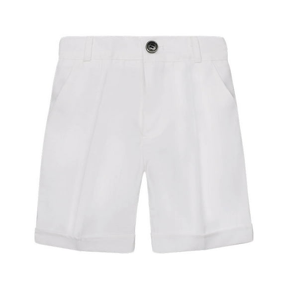 Atogsazn Toddler Boy Summer Shorts Kids Woven Plaid Button Elastic Waist Short Pant Casual Clothes Trouser White 3-4 Years