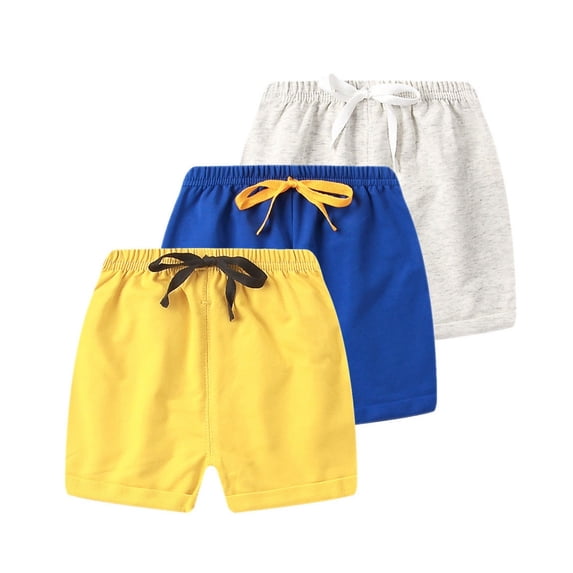 Atogsazn Toddler Boys 3 Pack Jogger Shorts Kids Casual Athletic Elastic Waist Drawstring Short Pants with Pocket Summer Yellow 4-5 Years Fashion