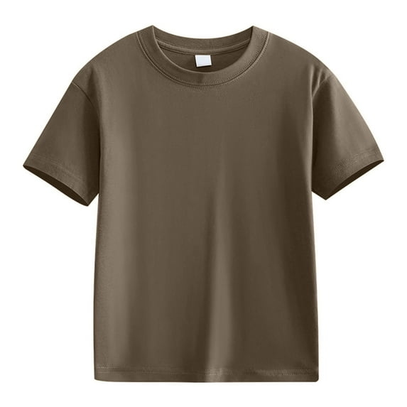 Atogsazn Toddler Boys Basic Tshirt Kids Casual Cotton Short Sleeve T-shirt Summer Clothes Top for Girl 03-Coffee 4-5 Years