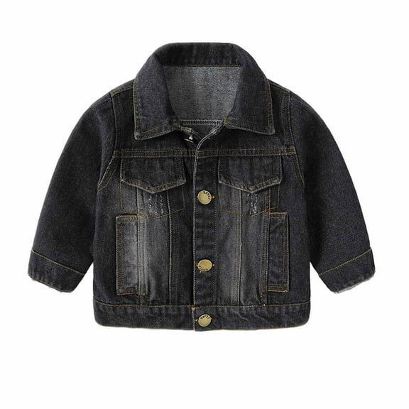 Atogsazn Toddler Boys Casual Denim Jackets Button Long Sleeve Outerwear Coat Fashion Clothes with Pockets Black 3-4 Years