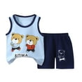 thumbnail image 1 of Atogsazn Toddler Boys Clothes Set Kids Cute Cartoons Crew Neck Tank Tops Shorts Outfit Top Short Pant Sets Z-Light Blue 18-24 Months Fashion, 1 of 3