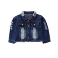 thumbnail image 1 of Atogsazn Toddler Boys Denim Jacket Kids Button Long Sleeve Hole Cropp Jacket Fashion Lightweight Clothes A-Blue 3-4 Years, 1 of 9