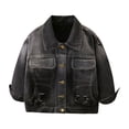 thumbnail image 1 of Atogsazn Toddler Boys Denim Jacket Kids Casual Button Long Sleeve Jean Coat Lightweight Top with Pocket Black 5-6 Years Fashion, 1 of 6