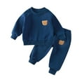 thumbnail image 1 of Atogsazn Toddler Boys Fall Clothes Set Baby Casual Fleece Long Sleeve Pullover Sweatshirt+Sweatpant Outfit Clothing 02-Navy 1-2 Years Fashion, 1 of 4