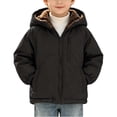thumbnail image 1 of Atogsazn Toddler Boys Fleece Lined Full Zip Jacket Kids Sherpa Long Sleeve Hooded Coat Winter Thick Warm Tops Black 3-4 Years Fashion, 1 of 7