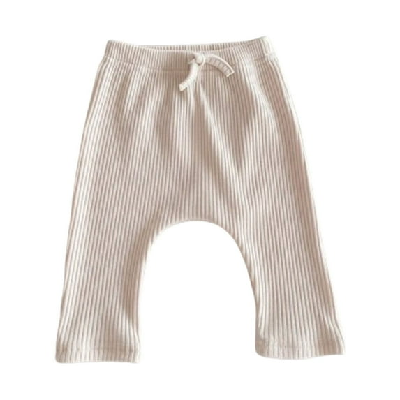 Atogsazn Toddler Boys Girls Cotton Pants Kids Elastic Waist Knitted Pants Loose Solid Color Pants for Children White 3 Years