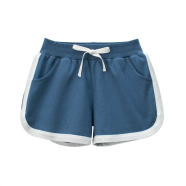 Atogsazn Toddler Boys Girls Cotton Shorts Kids Summer Elastic Waist Drawstring Short Pants Casual Solid Color Shorts Blue 6 Years on Clearance