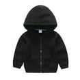 thumbnail image 1 of Atogsazn Toddler Boys Girls Fleece Lining Jackets Kids Long Sleeve Full Zip Hooded Jacket Fall Winter Clothes Black 2-3 Years, 1 of 3