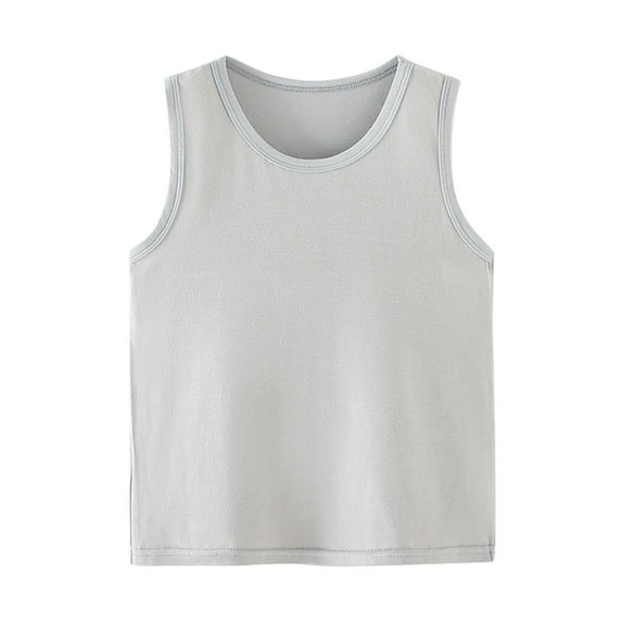 Atogsazn Toddler Boys Summer Tank Top Kids Casual Crewneck Cotton T-shirt Top Tee Clothes for Children 01-Gray 11-12 Years on Clearance