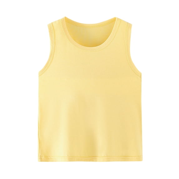 Atogsazn Toddler Boys Summer Tank Top Kids Casual Crewneck Cotton T-shirt Top Tee Clothes for Children 01-Yellow 9-10 Years on Clearance