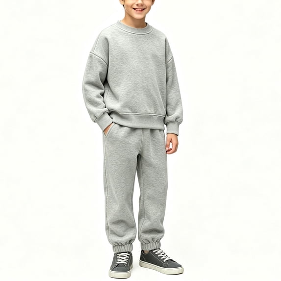Atogsazn Toddler Boys Jogger 2 Piece Clothes Set Kids Casual Long Sleeve Sweatshirt & Sweatpant Outfit Outerwear Gray 3-4 Years Fashion
