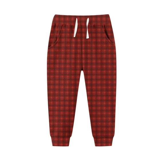 Atogsazn Toddler Boys Jogger Sweatpants Kids Plaid Athletic Elastic Waist Pants Fall Winter Gym Clothing Outfit 07-Wine 10-11Years Fashion