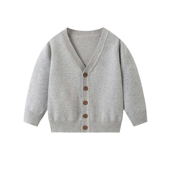 Atogsazn Toddler Boys Knitted Sweater Kids Fleece Girl V Neck Long Sleeve Sweatshirt Fall Top Clothing 02-Gray 3-4Years Fashion