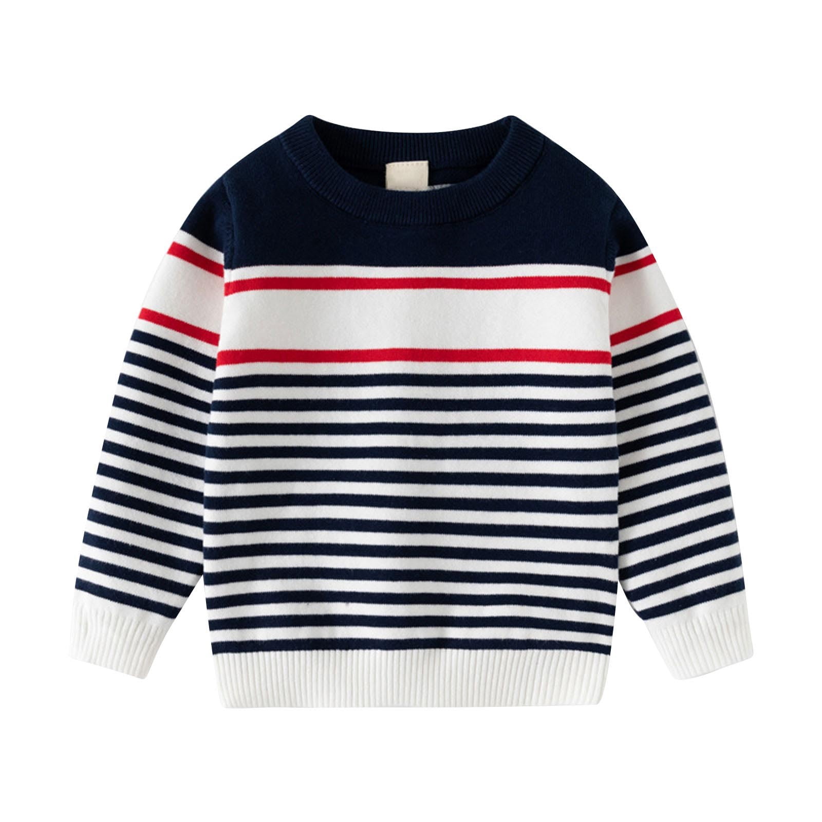 Toddler Boys Sweater Color Block Long Sleeve Crewneck Outdoor Adorable Blue Spring Clothes 3-7 Years main image 1