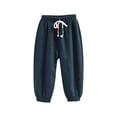 thumbnail image 1 of Atogsazn Toddler Boys Linen Jogger Sweatpant Kids Casual Athletic Pants Drawstring Pant Trousers with Pocket Navy 3-4Years Fashion, 1 of 5