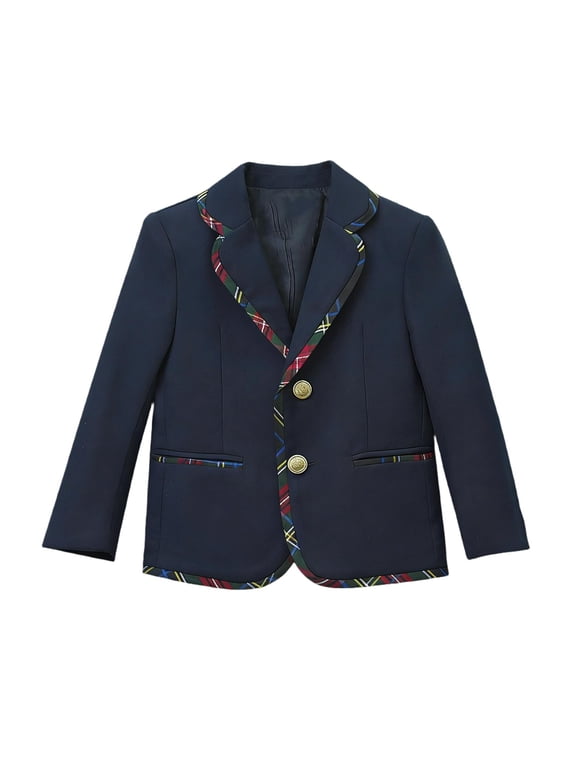 Toddler Boys Long Sleeve Blazer Casual Button Up Suit School Lightweight Cotton Outerwear Tops 03-Blue 3-4 Years Fashion