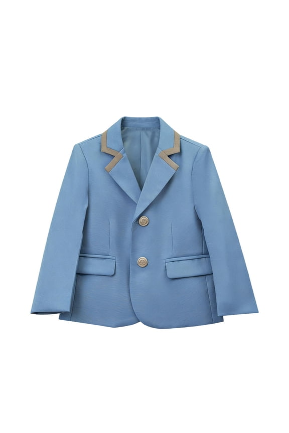 Toddler Boys Long Sleeve Blazer Casual Button Up Suit School Lightweight Cotton Outerwear Tops 08-Light Blue 5-6 Years Fashion