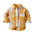 thumbnail image 1 of Atogsazn Toddler Boys Plaid Shirts Kids Button Long Sleeve Cotton Cardigan Shirt Spring Fall Clothes Yellow 3-4 Years, 1 of 3