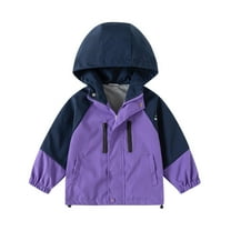 Atogsazn Toddler Boys Rain Jacket Kids Casual Zip Up Long Sleeve Windproof Rain Coat Waterproof Hooded Tops 06-Purple 2-3 Years