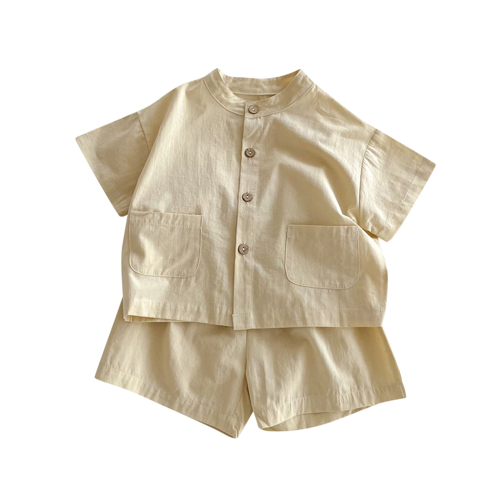 Boys Shirt & Short Co-Ord Set Vintage Khaki